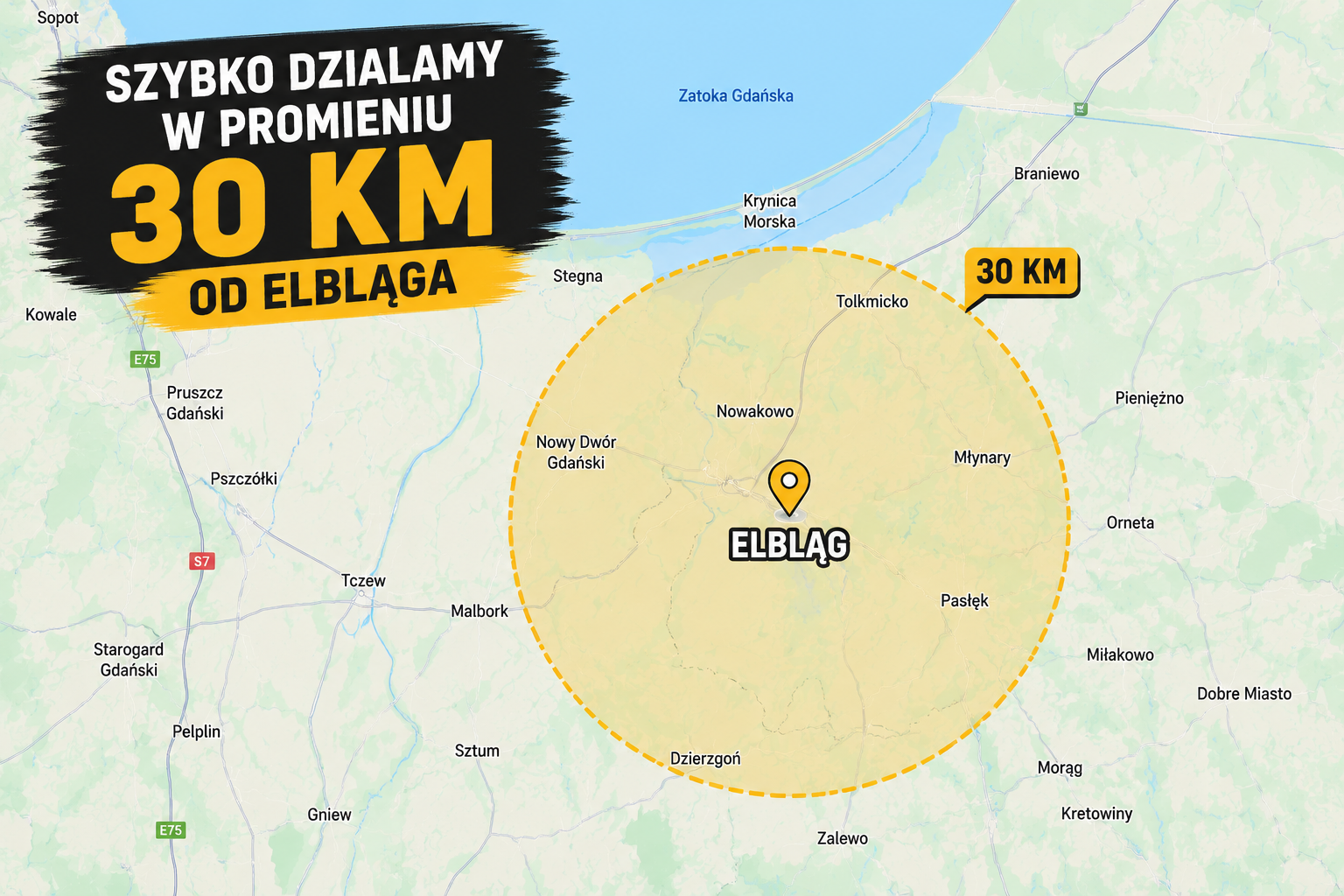 Kart over dekningsområde — 30 km fra Bergen: Askøy, Os, Fjell, Samnanger, Osterøy og omegn
